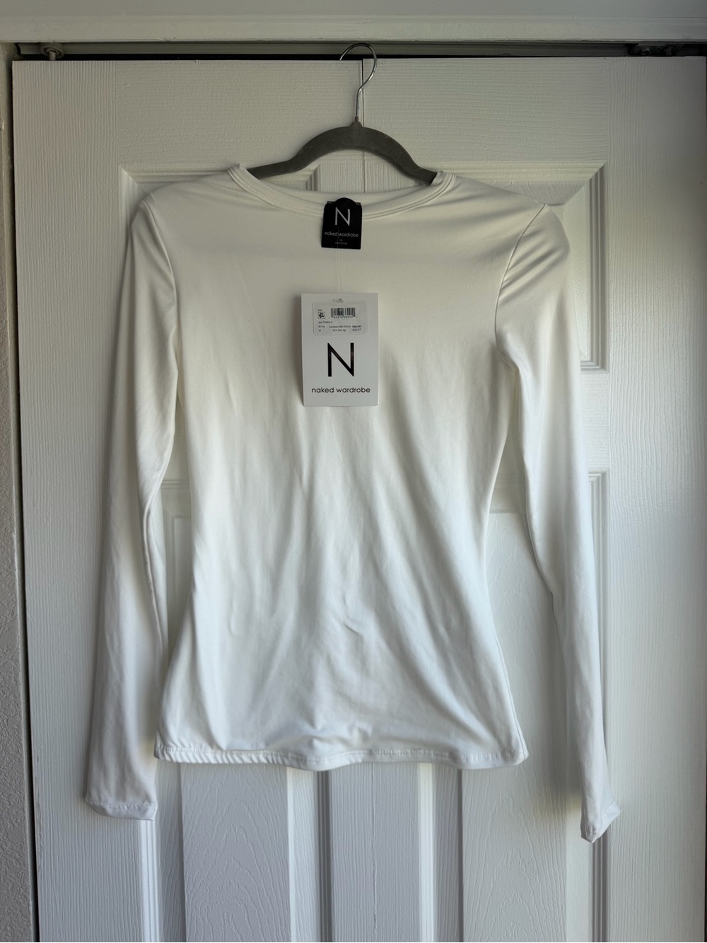 naked wardrobe White Long Sleeve Crewneck Top
